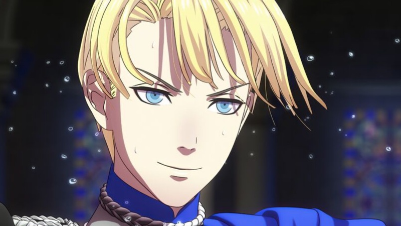 A cutscene still of Dimitri from Fire Emblem: Three Houses.