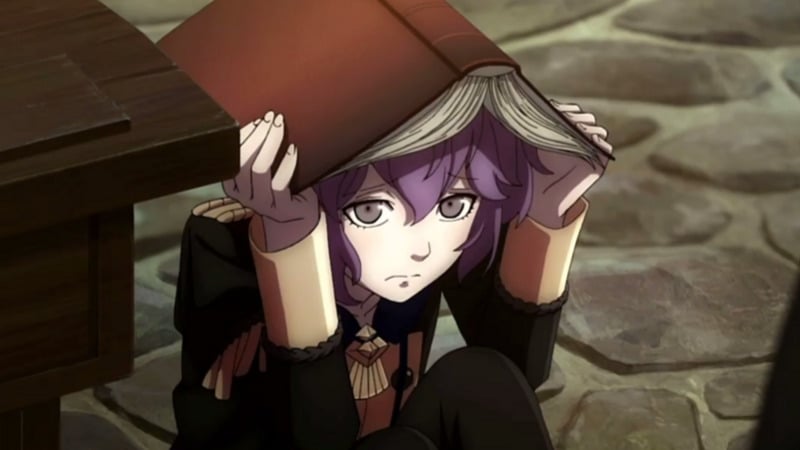 A cutscene still of Bernadetta from Fire Emblem: Three Houses.