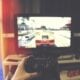 Playing PS in living room