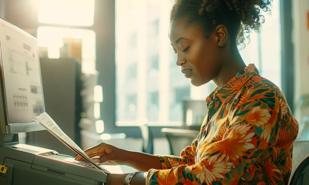 An employee of a tech company utilizing a faxing software to get work done.