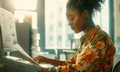 An employee of a tech company utilizing a faxing software to get work done.