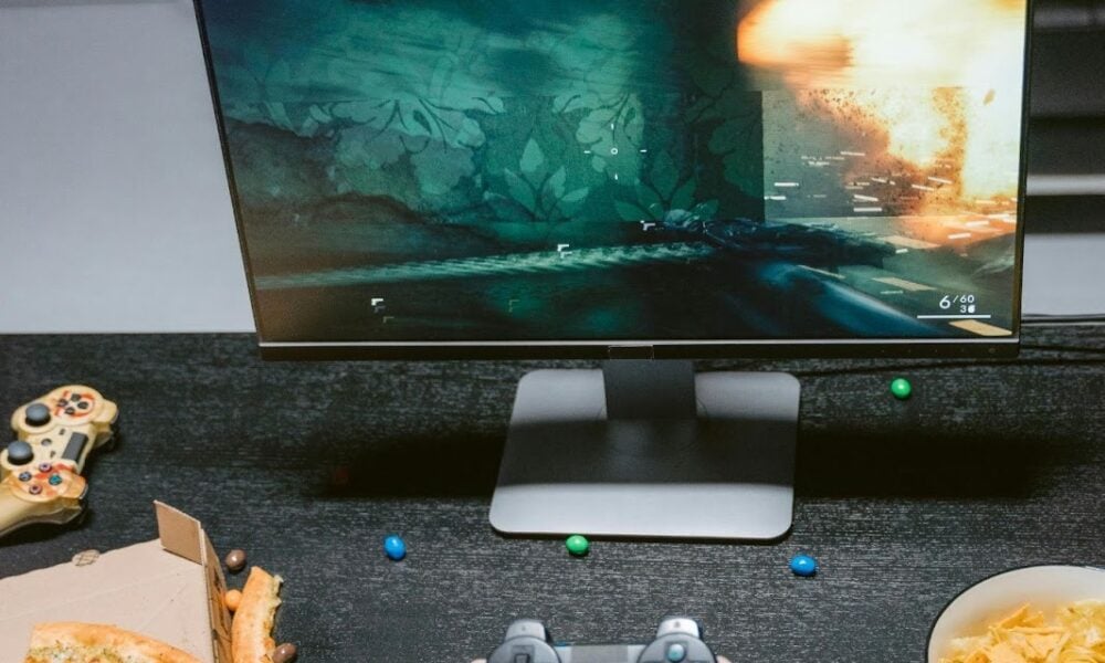 Gamer playing on playstation