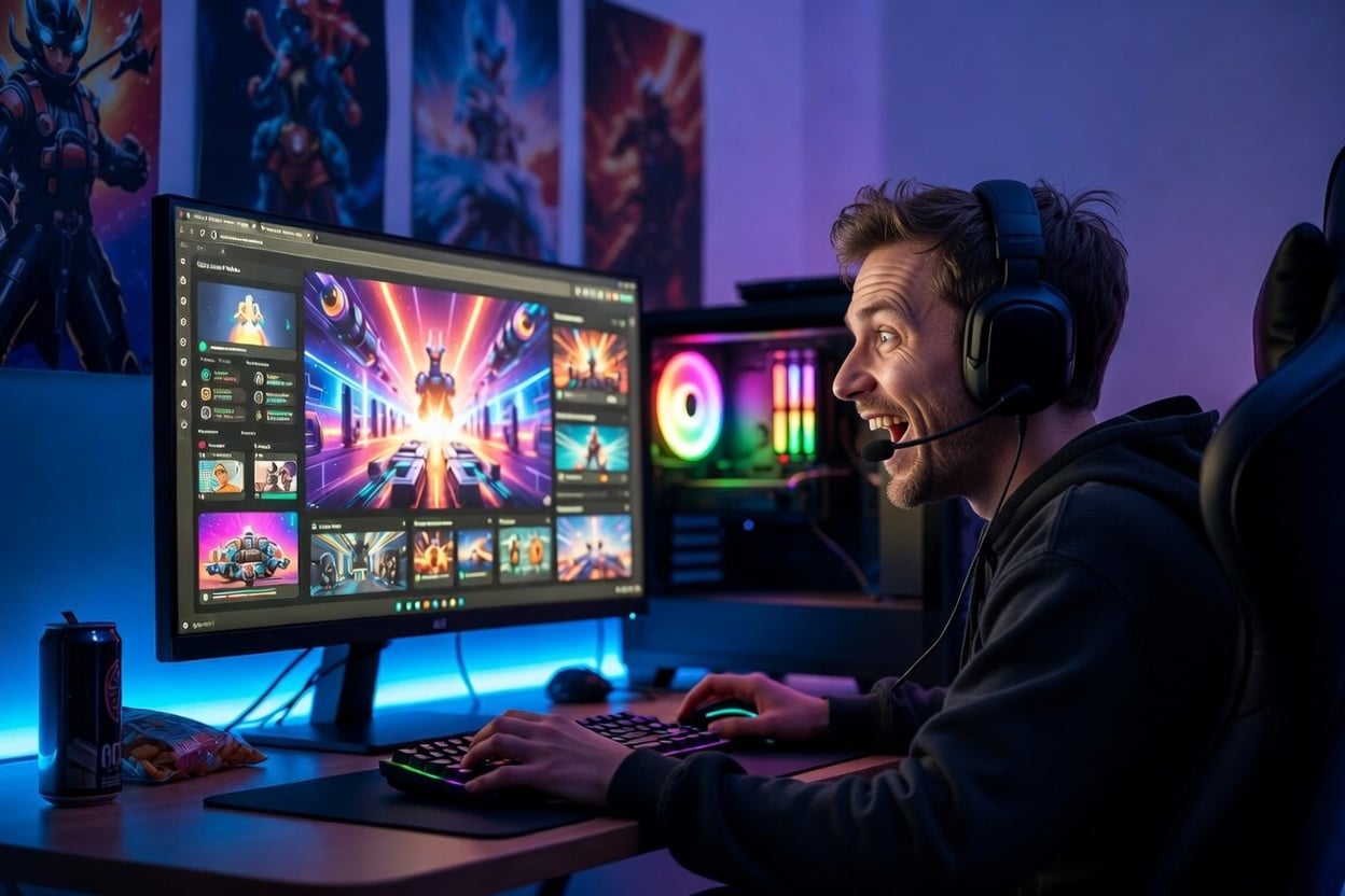 Gamer playing browser game