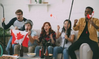 Sports fans watching game