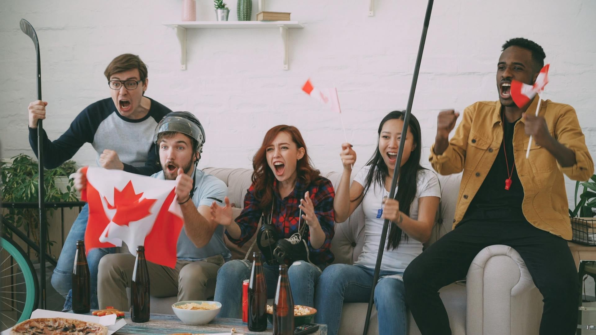 Sports fans watching game