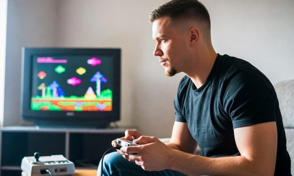 Playing on retro console
