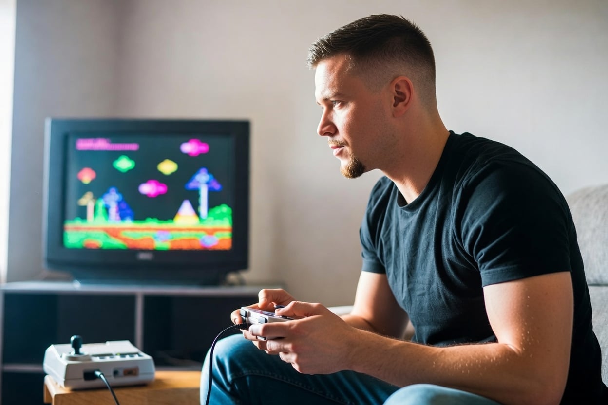 Playing on retro console