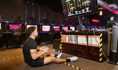 Playing retro game in a gaming hall